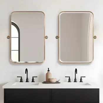 36" Gold Iron Framed Bathroom Vanity Mirror