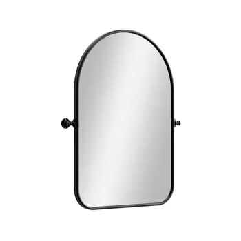 32" Black Arch Iron Framed Bathroom Vanity Mirror
