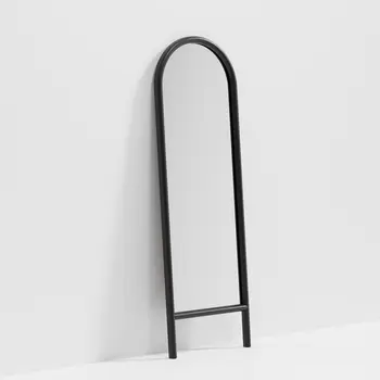 64" Black Arch Wood Framed Standing Mirror