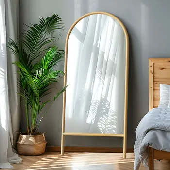 71" Natural Arch Wood Framed Standing Mirror