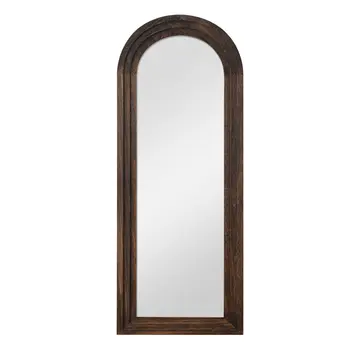 71" Brown Arch Wood Framed Standing Mirror