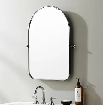 36" Silver Arch Iron Framed Bathroom Vanity Mirror