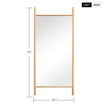 71" Natural Novelty Wood Framed Standing Mirror