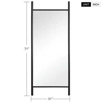 71" Black Novelty Wood Framed Standing Mirror
