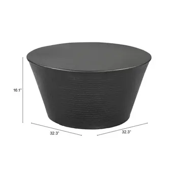 33" Black Iron Round Solid Coffee Table