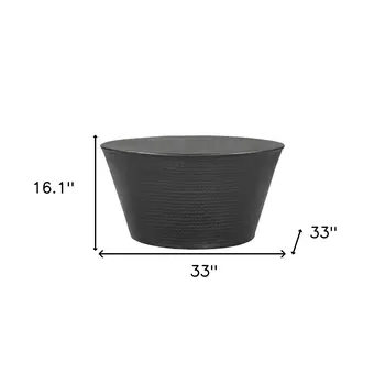 33" Black Iron Round Solid Coffee Table