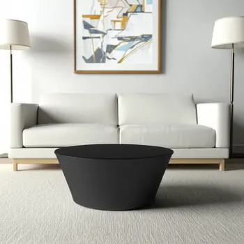 33" Black Iron Round Solid Coffee Table