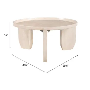 30" Natural Genuine Marble and Marble Round Coffee Table