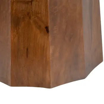 35" Black and Walnut Genuine Marble and Solid Wood Round Pedestal Coffee Table