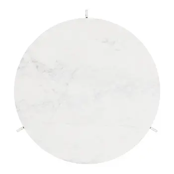 30" White and Silver Genuine Marble and Aluminum Round Cross Legs Coffee Table