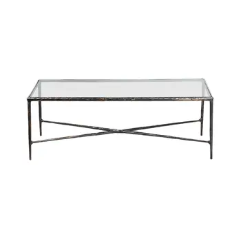28" Clear And Brown Glass And Aluminum Coffee Table