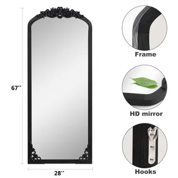 67" Black Wood Framed Standing Mirror