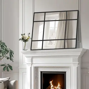 39" Black Metal Framed Standing Mirror