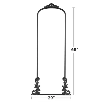 68" Black Arch Metal Framed Standing Mirror