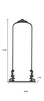 68" Black Arch Metal Framed Standing Mirror