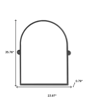 36" Black Arch Metal Framed Standing Mirror