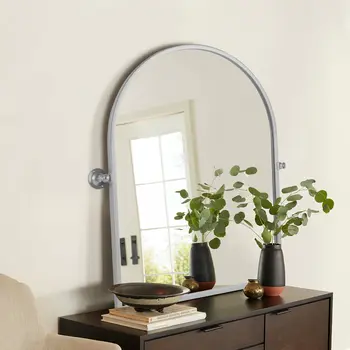 36" Silver Arch Metal Framed Standing Mirror