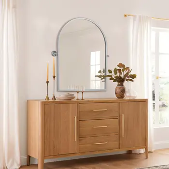 36" Silver Arch Metal Framed Standing Mirror