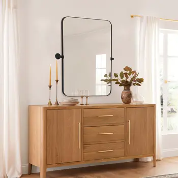 36" Black Metal Framed Standing Mirror