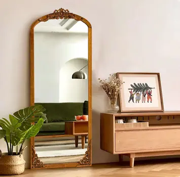64" Brown Wood Framed Standing Mirror