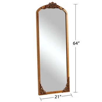 64" Brown Wood Framed Standing Mirror
