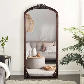 64" Brown Wood Framed Standing Mirror