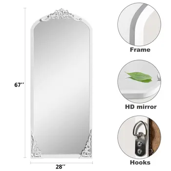 67" White Wood Framed Standing Mirror