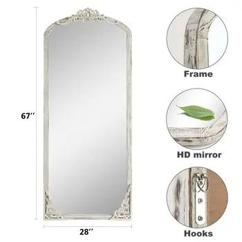 67" White Wood Framed Standing Mirror