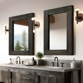 36" Brown Wood Framed Standing Mirror
