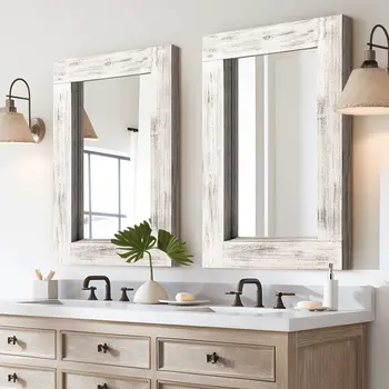 36" White Metal Framed Standing Mirror