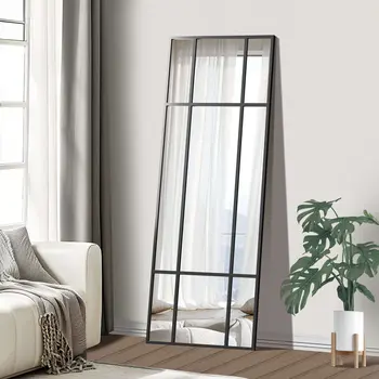63" Black Metal Framed Standing Mirror