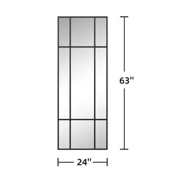 63" Black Metal Framed Standing Mirror