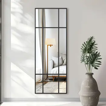 63" Black Metal Framed Standing Mirror