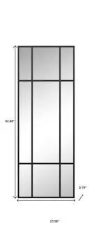 63" Black Metal Framed Standing Mirror