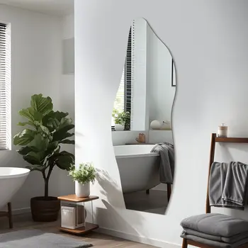 64" Clear Abstract Unframed Standing Mirror