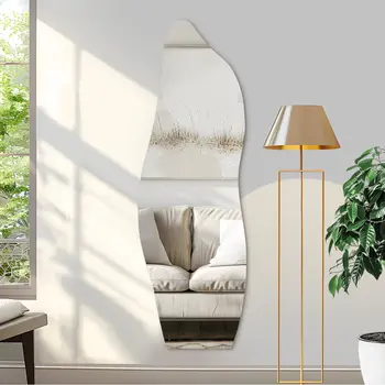 64" Clear Abstract Unframed Standing Mirror