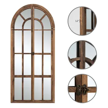 71" Brown Arch Wood Framed Standing Mirror