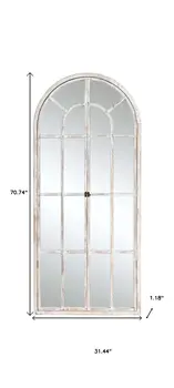 71" White Arch Wood Framed Standing Mirror
