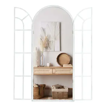 71" White Arch Wood Framed Standing Mirror