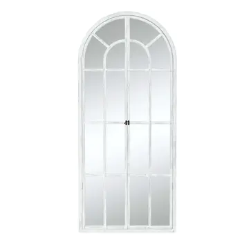 71" White Arch Wood Framed Standing Mirror