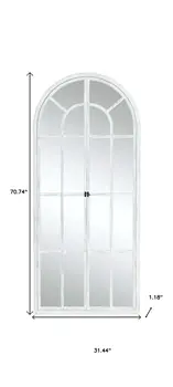 71" White Arch Wood Framed Standing Mirror