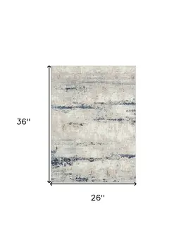 2' X 3' Gray and Blue Abstract Area Rug