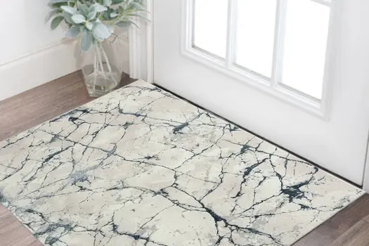 2' X 3' Blue and Gray Abstract Area Rug