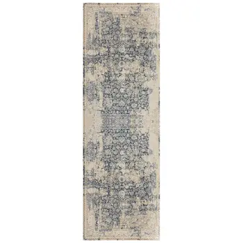 4' X 6' Gray and Beige Floral Area Rug