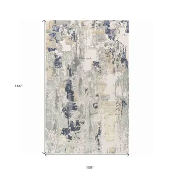 9' X 12' Blue and Gray Abstract Area Rug