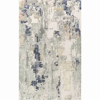 9' X 12' Blue and Gray Abstract Area Rug