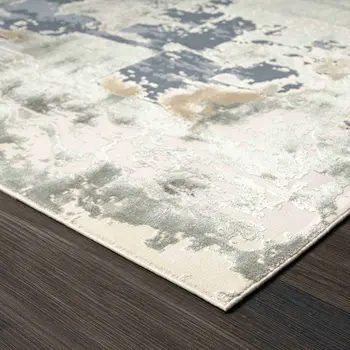 9' X 12' Blue and Gray Abstract Area Rug