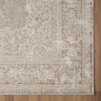 4' X 6' Beige and Ivory Medallion Area Rug