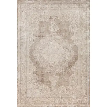 4' X 6' Beige and Ivory Medallion Area Rug