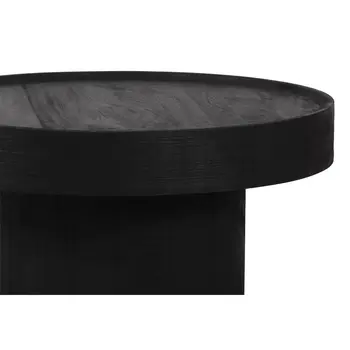 28" Black Solid Wood Round Pedestal Coffee Table